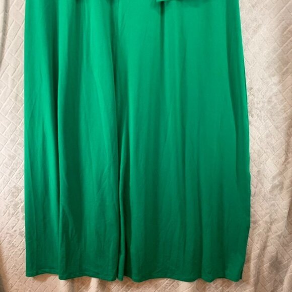 Eloquii Womans 18 Dress Kelly Green Long Maxi Short Sleeve Ruched Round Neck - Picture 13 of 13